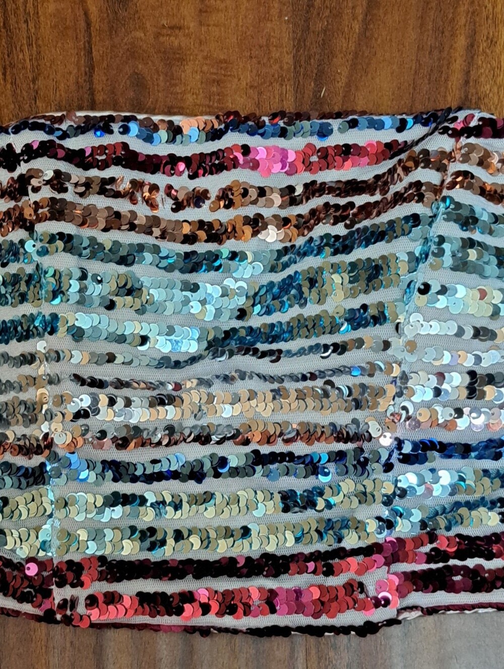 Y2K Sequin Hearts Bandeau Horizontal Stripes Shimmering Sequins Sz 5 Vintage